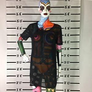 Sheer Mesh Black Long T Shirt